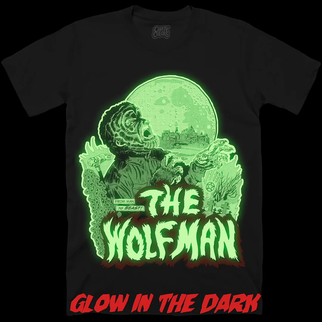 THE WOLF MAN: WEREWOLVES & PENTAGRAMS - T-SHIRT (GLOW IN THE DARK) - Image 2